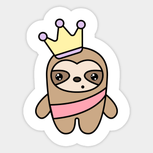 Surprised sloth with a crown on his head Sticker